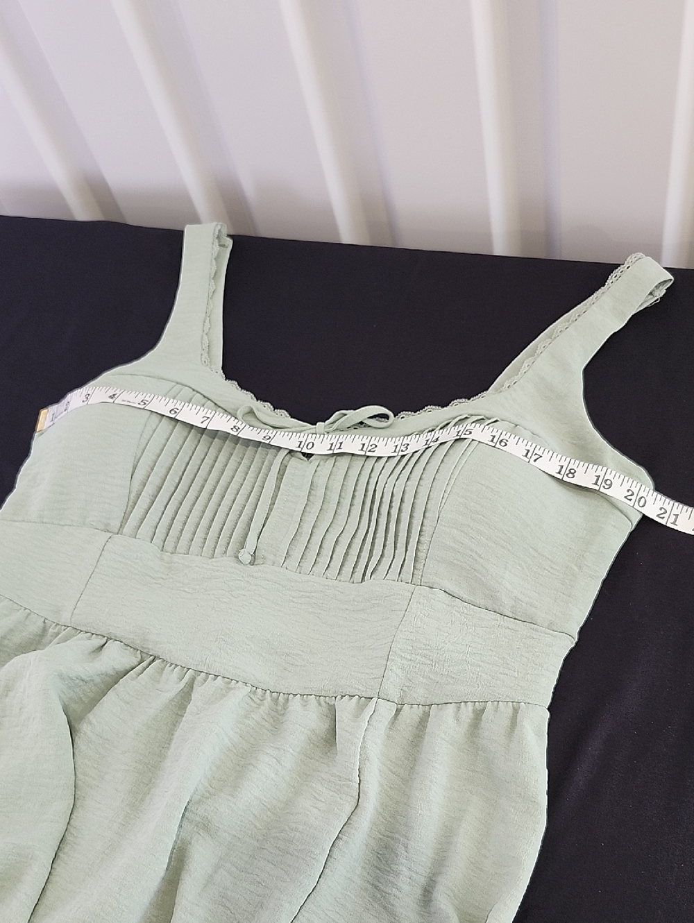 Derek Heart Womens Plus Sage Green Smocked Maxi Dress Size 1X Lace Trim Cottage - Picture 6 of 7